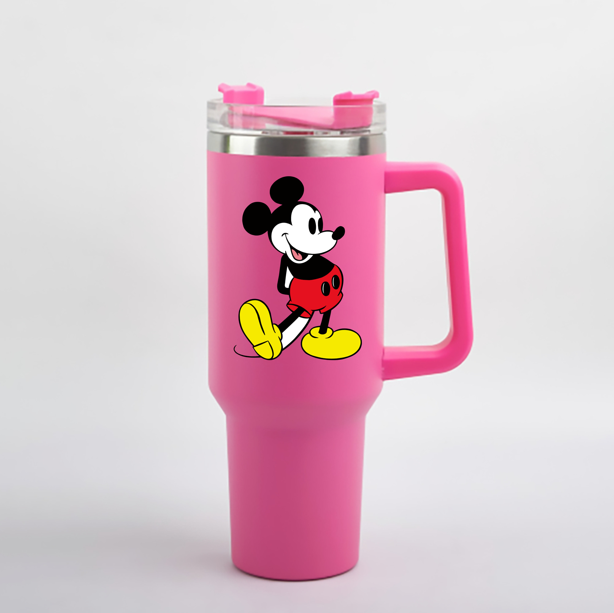 （画像用） ミッキーマウス Mickey Mouse 1200mL車用タンブラー - クリスタルステッカー（プラスチックストロー付き）